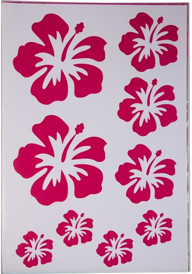 Sıa Duvar Süsü Sticker Pembe Çiçekli Şeffaf Filmli Pvc