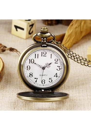 Valkyrie Alice Harikalar Diyarı Temalı Vintage Bronz Cep Saati - Kolye Köstekli Retro Hediye