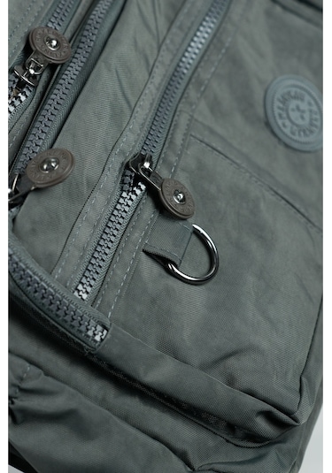 Krinkıl / Klinkır Su Geçirmez Kumaş Çok Gözlü Çapraz Kol Ve Omuz Postacı Çantası Koyu Gri 9507 Gri