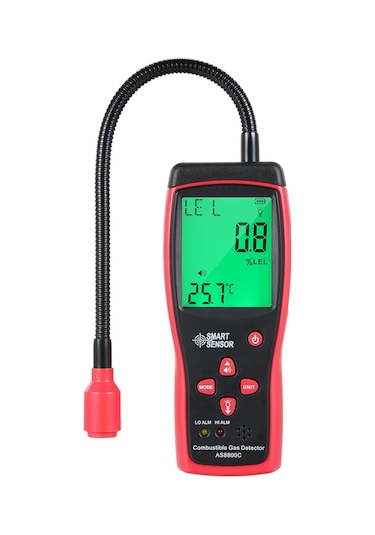 Smart Sensor Akıllı Sensör Portatif Yanıcı Gazlar Kaçak Dedektörü Siyah Kırmızı