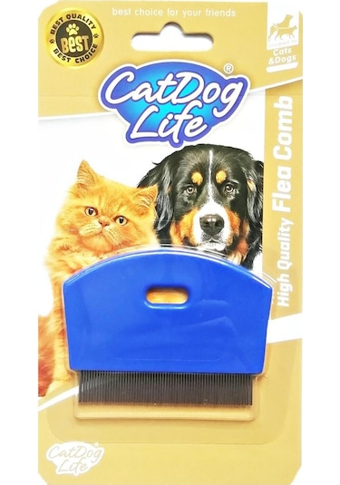 Catdoglife Orta ve Kısa Tüylü Kedi Bit Pire Dış Parazit Tarağı Mavi