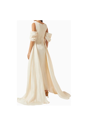 Ac By Aanchal Chanda Embellished Off - Shoulder Maxi Kadın Elbise Kırık Beyaz
