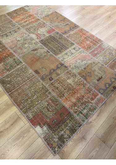 Çam Halı Pw13296 Gül Kurusu El Dokuma Patchwork Yün Halı - 170x240