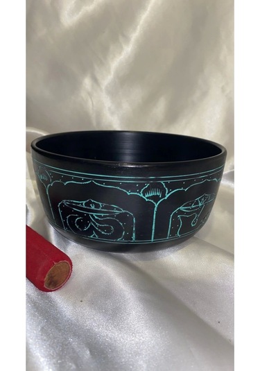 Tibet Çanağı Çanı Kasesi Meditasyon Yoga Singing Bowl 7 Element 19 Cm Çap Siyah Kişiye Özel Frekans