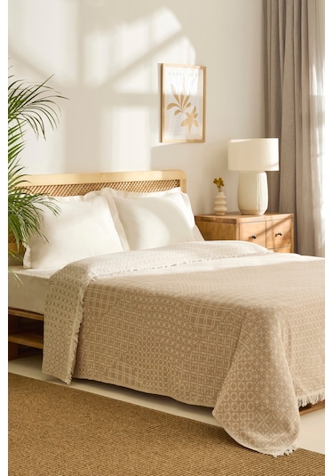 Kaşmir Home Favlo Çift Kişilik Jakar Muslin Pike Bej Bej