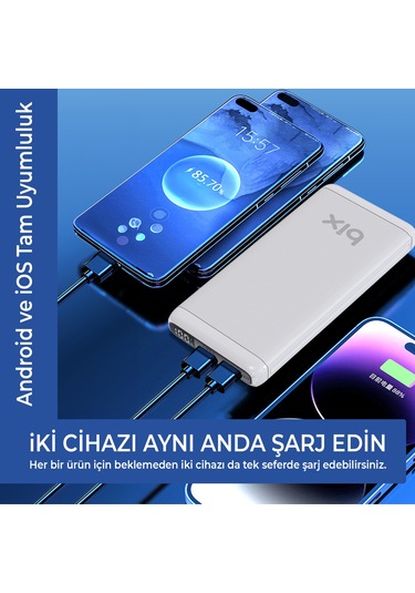 Bix Bxpb107 10000mah 20w Pd Type-c Usb Scp 22.5w Powerbank Beyaz
