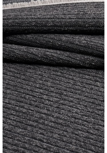 Lidya Bukle Jüt Çizgili Halı Kaydırmaz, Kadife Hissi, Kolay Temizlik, Antibakteriyel, Modern Siyah