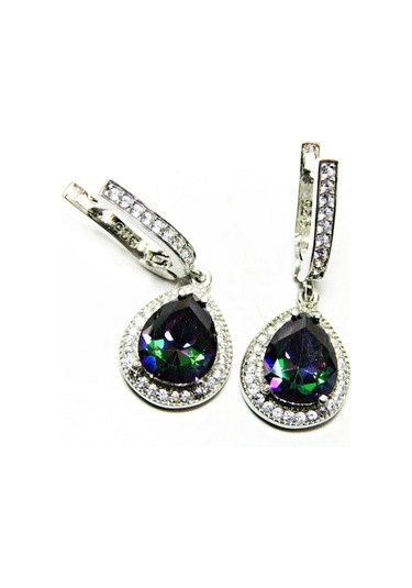 925 Ayar Gümüş Mistik Topaz Taşlı Damla Kadın Kolye