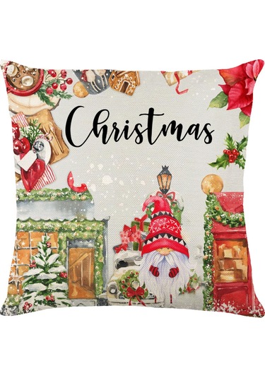 Cartoon Hand-painted Style Christmas Decorative Pillow No.100 Ekru