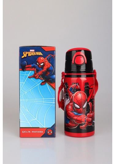 "dekomus Cep Defteri Hediyeli" Yeni Sezon Lisanslı Spıderman 500 Ml Çelik Termos Kırmızı