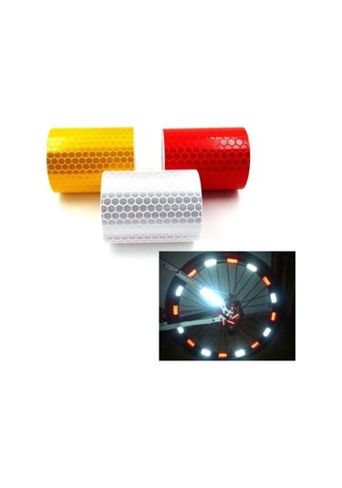 Sarı Bisiklet Motosiklet Güvenlik İşareti Yansıtıcı Etiket Bant Yapışkanlı Uyarı Çıkartması