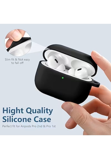 Airpods Pro 3 2025 Uyumlu Mat Silikon Kılıf 1 Kalite +kanca Siyah