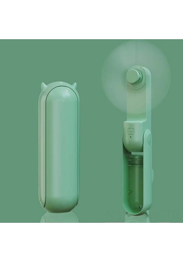 Honmex Yeşil Usb Şarjlı Çekirdekli Üç Vitesli Folding El Fanı, 1500mah Pil, 24 Saat Çalışma Süresi, 36db Sessiz Motor