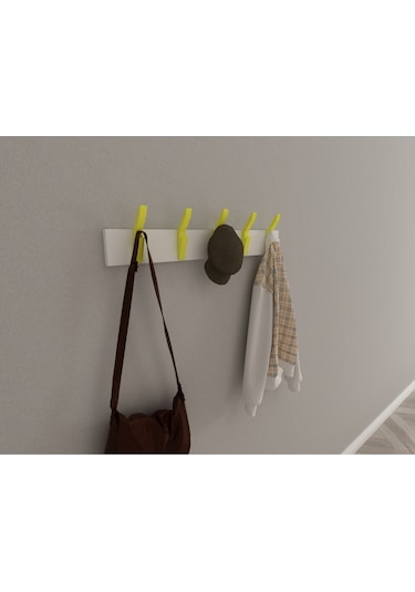 Hepsi3boyutlu Modern Duvar & Kapı Kanca Askılık - 5 Adet Sarı Kanca Askılık - Model No : 3 Sarı