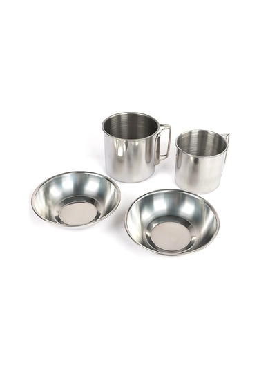 Neevoyu Kamp Çelik Su Isıtıcısı Seti - 5 Parça, Hızlı Isınma, Katlanabilir Sap, Hafif Ve Taşınabilir Gümüş