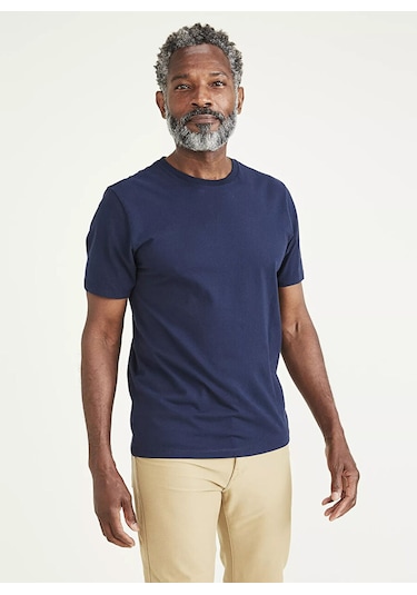 Dockers Erkek Regular Fit Kısa Kol T-shirt - Minimalist Stil Mavi