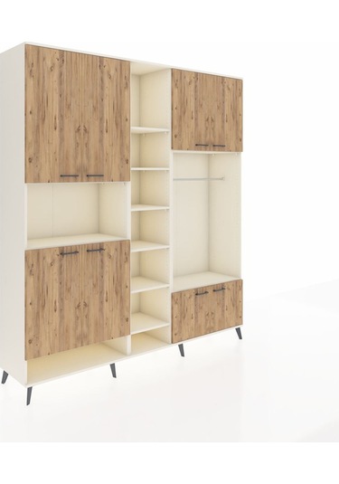 Hyperion Dolap 18 Raflı 8 Kapaklı Tek Askılı 220x44x243 Aytaşı-çam/aytaşı Atlas Çam/aytası
