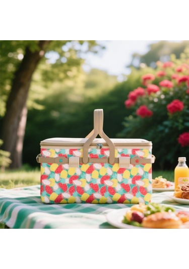 25 Lt Piknik Sepeti 1072 Picnic Bag Bej - Sarı
