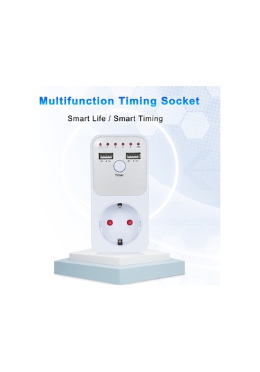 Yaleker Akıllı Programlanabilir Zamanlayıcılı Usb Şarjlı Priz, 3680w Güç, 2 Usb Port, 6 Zaman Aralığı, 230v Avrupa Standartı