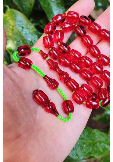 9x11 Mm Şeffaf Delim Kırmızı Katalin Tesbih - Ergin Baran Necef
