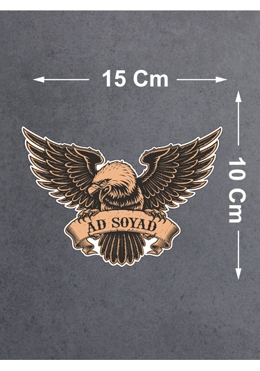 Kişiye Özel Ad Soyad Kartal Sticker - Kartal Eagle Beşiktaş Sticker - Araba Oto Motosiklet Karavan Sticker - 00070 15x10 Cm