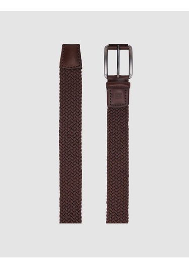 Triko Kahverengi Örgü Detaylı 4 Cm Erkek Günlük Kemer Kahverengi