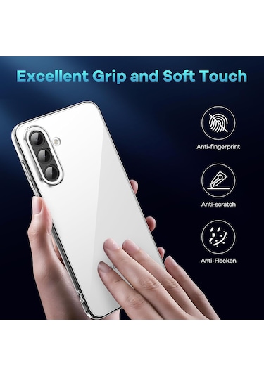 Samsung Galaxy Uyumlu A56 Kılıf Kamera Korumalı Şeffaf Silikon + Cam Set