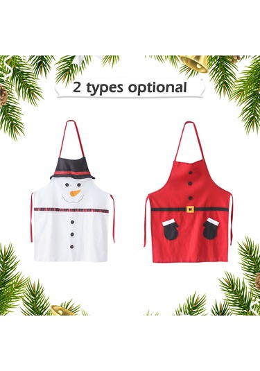 Springsun Noel Önlüğü Kadınlar İçin - Kar Taneli Desenli Mutfak Önlüğü  Seçeneği Beyaz