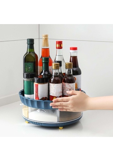 Suntek Lazy Susans 360 Rotasyonlu Şifonyer Kiler Dolabı Mavi Mavi