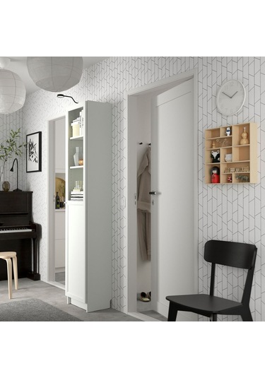 Cam/panel Kapaklı Kitaplık, Beyaz, 40x30x202 Cm Beyaz