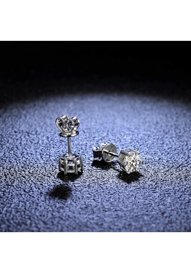 Beyaz Bagueringen 1.0ct D Renk Gra Mozanit Elmas 925 Ayar Gümüş Klasik Saplama Küpe Kadın Güzel Takı Düğün Hediyeleri Için