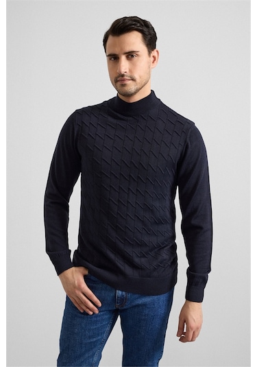 Süvari Lacivert Regular Yarım Balıkçı Yaka Kazak Tr2013700495-m09 Lacivert