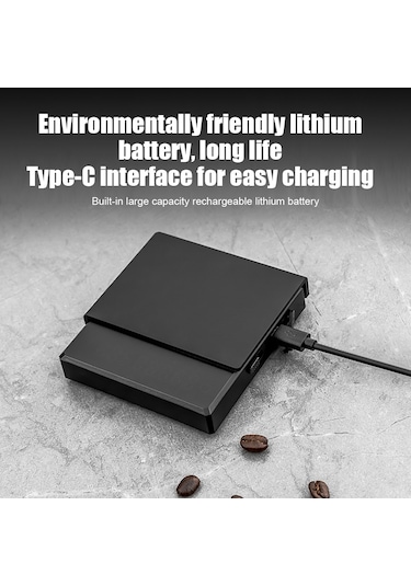 Xiyyadms "profesyonel Kahve Terazisi: 0.1g Hassasiyet, 3 Modlu, Type-c Şarjlı, Zamanlayıcılı, Silikon Kılıflı" Siyah