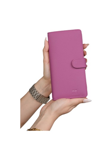 Mft Leather Hakiki Deri Unisex Cüzdan Twist 2323 Flother Mat Pembe