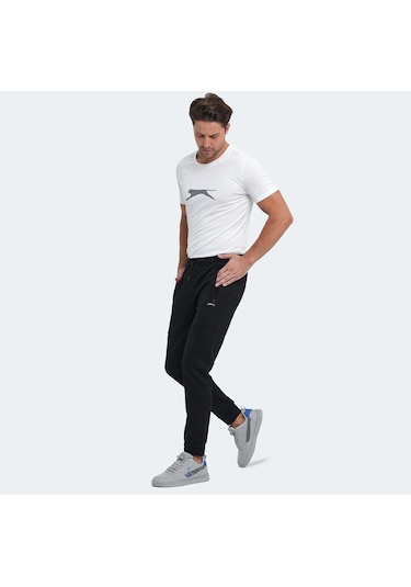 Slazenger ONLY IN Erkek Fermuar Cepli Siyah Eşofman Altı