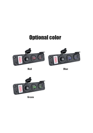 Skycity Araba Gemi Usb Şarj Paneli 3.1a İki Usb + Kırmızı Voltmetre + Anahtarlı Alıcı, 12-24v, Kırmızı Işık