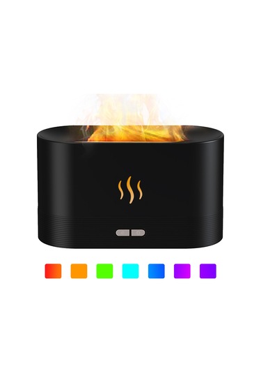 Padalink Usb Siyah Aromaterapi Buhar Makinası: 7 Renkli Ateş Işığı, Otomatik Kapatma, Ev Odası Nemlendirici Ve Parfüm Dağıtıcı