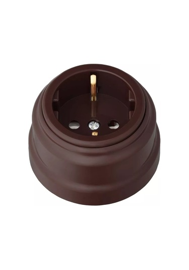 Bylectrıca Retro Priz 3'lü, Yüzeye Monte, Topraklamalı, Çikolata 209638988