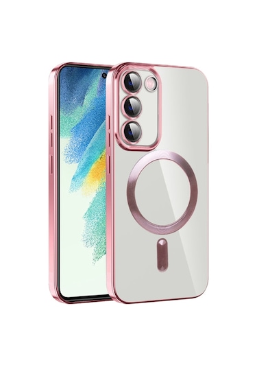 Teknomoda Samsung Galaxy Uyumlu S21 Fe Kılıf Kamera Lens Korumalı Renkli Magsafe Şeffaf Silikon