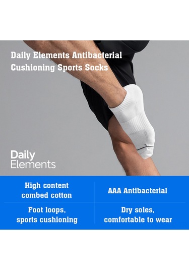 Skycity Antibakteriyel Spor Çorapları - Yüksek Kaliteli Pamuklu, Akıllı Ağ Desenli, Teri Emici, Ayak Bileği Koruyucu, Siyah M Beden Siyah