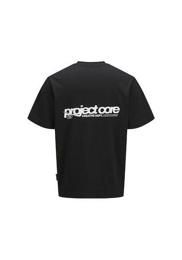 Jack & Jones Erkek Gögüs Ve Sirt Baskili Tişört - Union - 12273442 Black Siyah