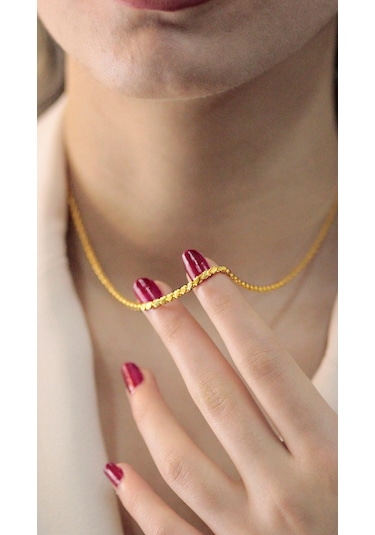 Diamine 14 Ayar Altın Halep Pullu Zincir Kolye