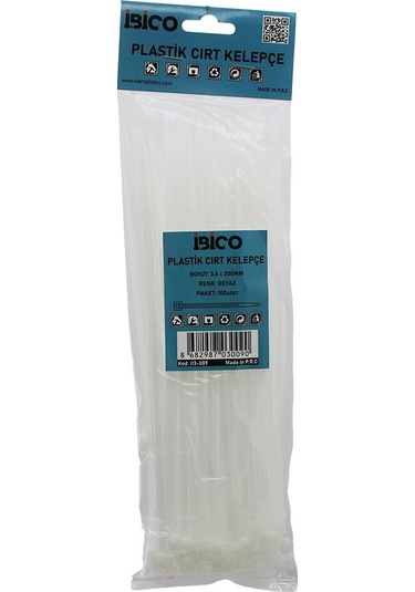 100pcs Beyaz 3.6x250mm Plastik Cırt Kelepçe 5131