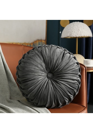 Atmak Yastık El Dikişli Pilili 3d Hollandalı Kadife Kabak 40cm-9 Ekru