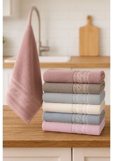 6'lı Mutfak Havlusu Seti 30x50 Cm %100 Pamuklu Reyhan Çok Renkli