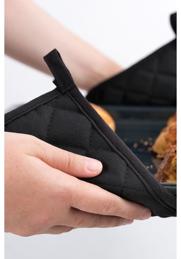 Yanmaz, Isıya Dayanıklı Fırın Tutacağı 2 Tutacak Siyah