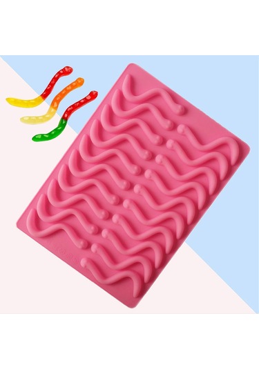 Çikolata Kalıbı 20 Kavite Sakızlı Yılan Hafif Tekrar Kullanılabilir Solucanlar Kek Kalıbı Pişirme Aracı Rastgele Renk Çok Renkli