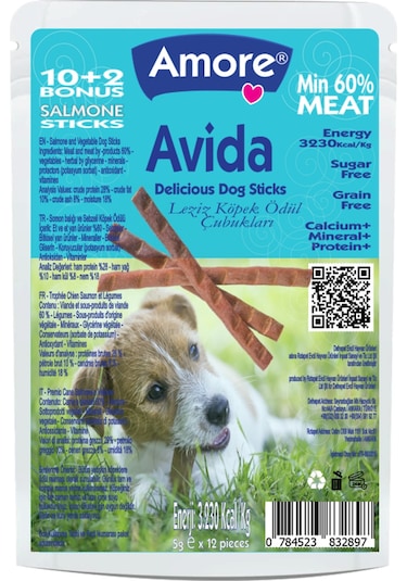 Avida 12li Balık Etli Tahılsız Sticks, Salmon-cubes Köpek Ödülü