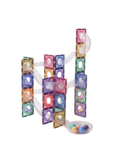 Cleverclixx Ball Run Clever Pack Manyetik Bloklar, Pastel 110 Parça