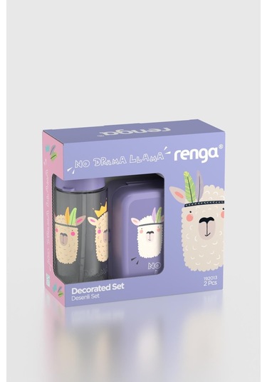 Renga Leya Lama Desenli Pp Çocuk Beslenme Kabı Ve Suluk Seti 192013 Mor Mor